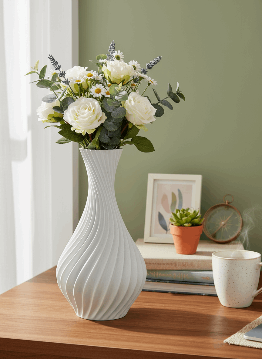 Elegant Spiral Curved Vase - Toys Decor & More