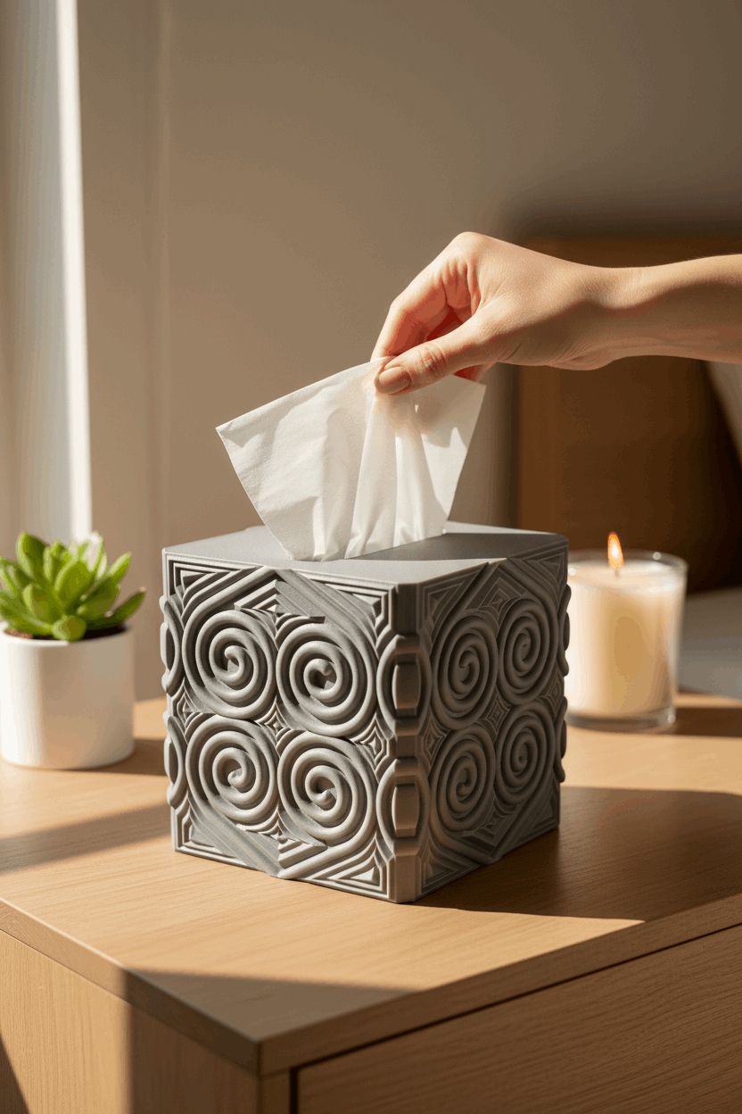 Heart Swirl Tissue Box Cover - Toys Decor & More