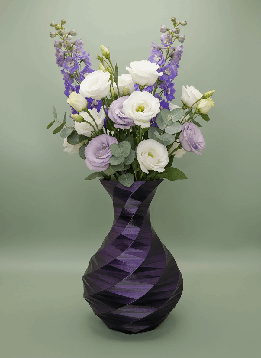 Octagonal Spiral Curved Vase - Toys Decor & More