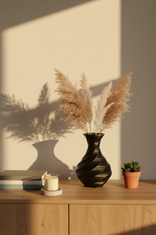 Octagonal Spiral Curved Vase