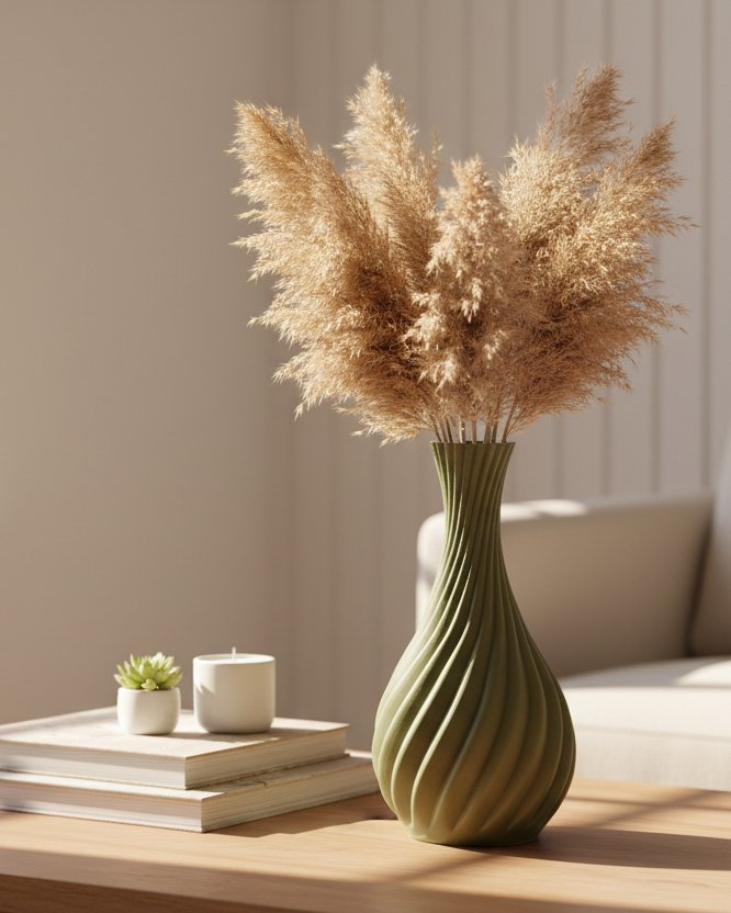 Natural Spiral Curved Vase