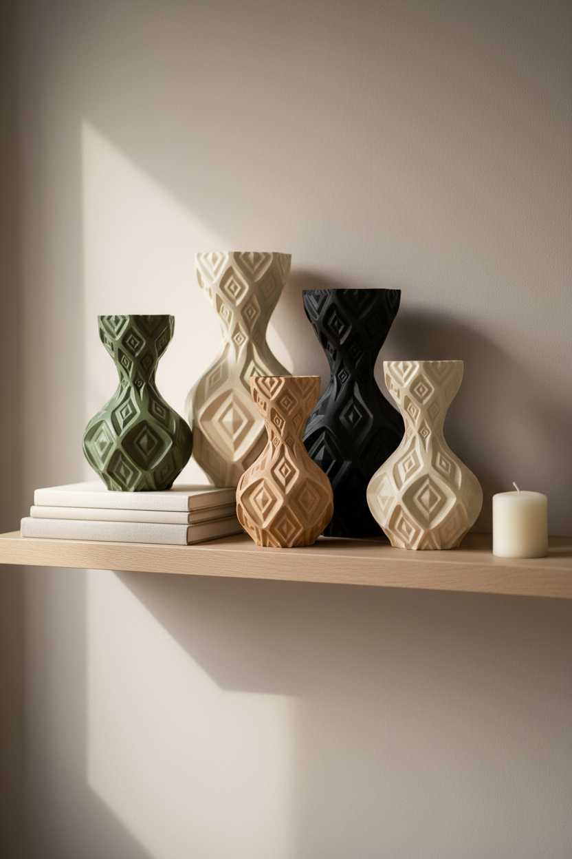 Diamond Ripple Curved Vase - Toys Decor & More